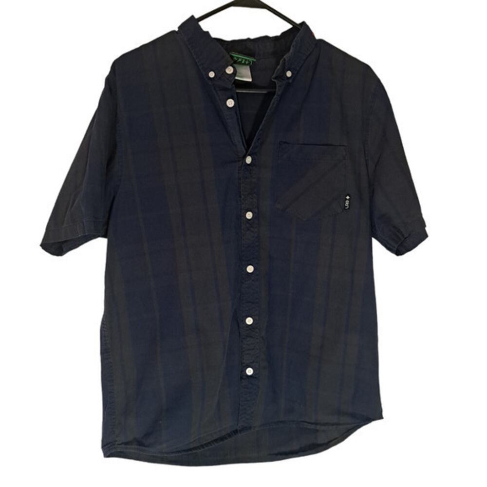 LRG Lifted Research‎ Group  Button Up  1947 Brown Blue Striped Sz M 100% Cotton